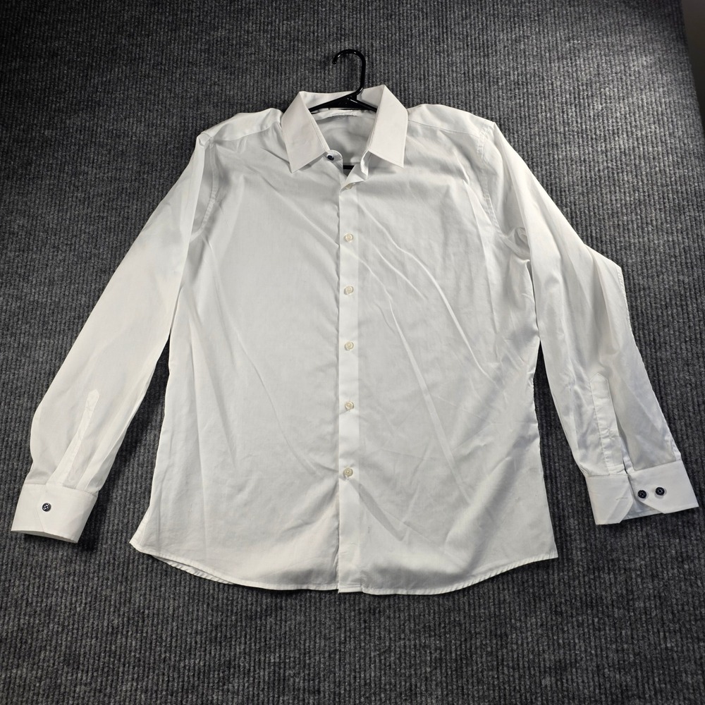 Duchamp London Mens Slim Fit Dress Shirt White Long Sleeve Point Collar XL 17.5